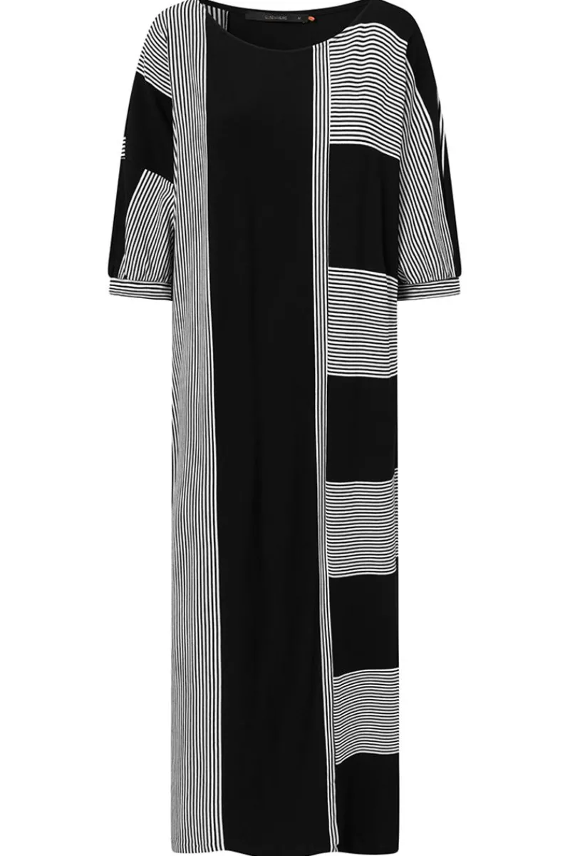 Sale Elsewhere Fashion Hendrina Dress-Black-Offwhite