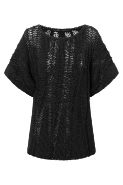 Cheap Elsewhere Fashion Henley Top-Black