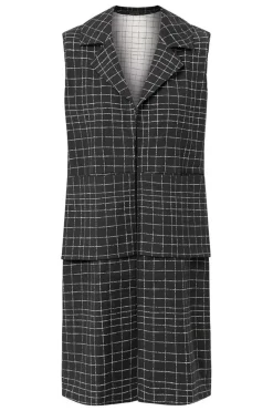 Cheap Elsewhere Fashion Jaciara Long Gilet Reversible-Black-Offwhite