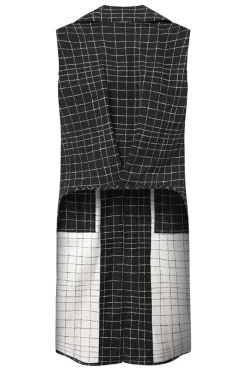 Cheap Elsewhere Fashion Jaciara Long Gilet Reversible-Black-Offwhite