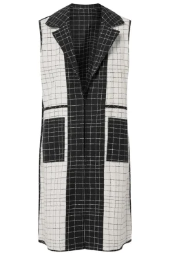 Cheap Elsewhere Fashion Jaciara Long Gilet Reversible-Black-Offwhite