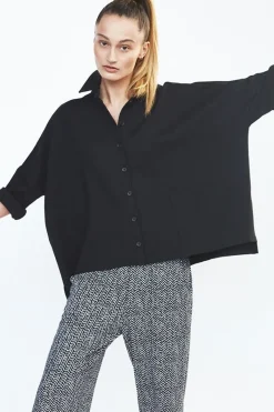 Clearance Elsewhere Fashion Lathi Punto Blouse-Black