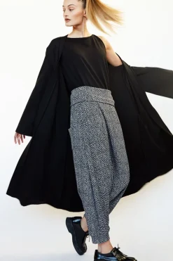 New Elsewhere Fashion Low Crotch Pants-Black-Gray