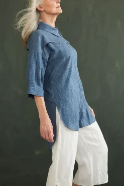 New Elsewhere Fashion Reivilo Blouse-Denim